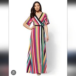 New York and Company Stripped multi color wrap dress